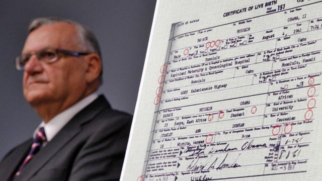 Joe Arpaio, birthers, birth certificate, obama 