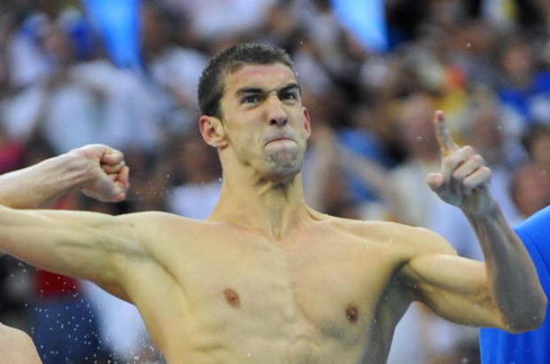 US swimmer Michael Phelps reacts after t 