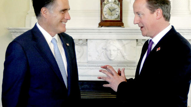 Republican presidential candidate Mitt Romney meets with British Prime Minister David Cameron at 10 Downing Streetâ 