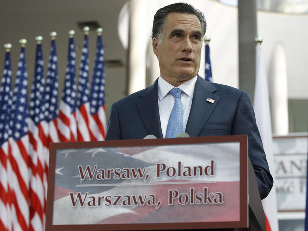 Romney wraps up overseas trip with speech in Poland 