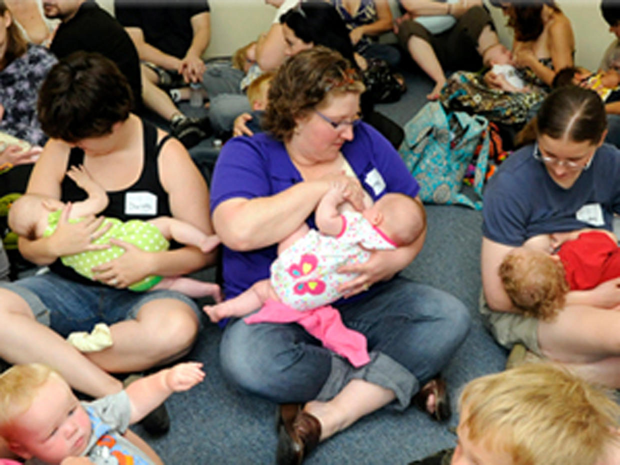 Mothers Participating In Big Latch On Attempt World Breast Feeding