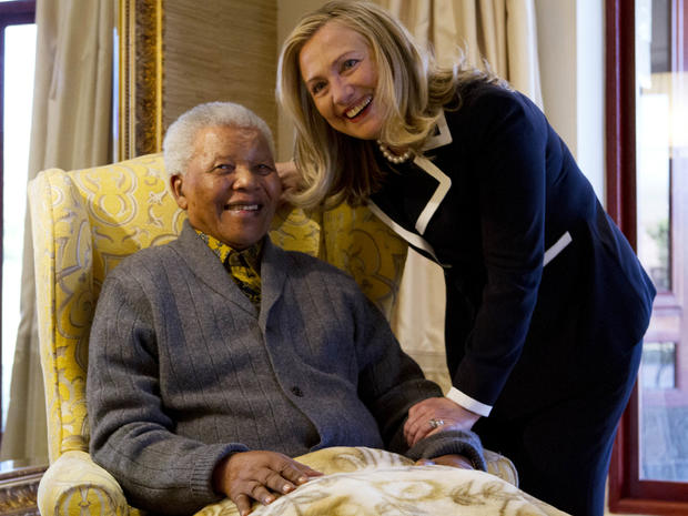 Secretary of State Hillary Rodham Clinton meets with former South Africa President Nelson Mandela, 94, at his home in Qunu, South Africa, Aug. 6, 2012. 