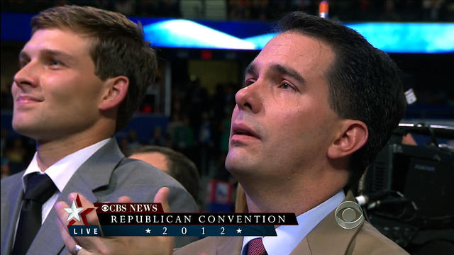Gov. Scott Walker cries during Paul Ryan speech 