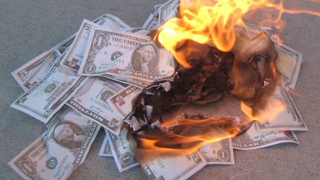 Money on fire 