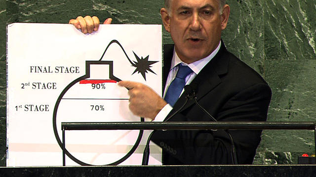 Israeli Prime Minister Benjamin Netanyahu addresses the United Nations General Assembly at U.N. headquarters Sept. 27, 2012. 