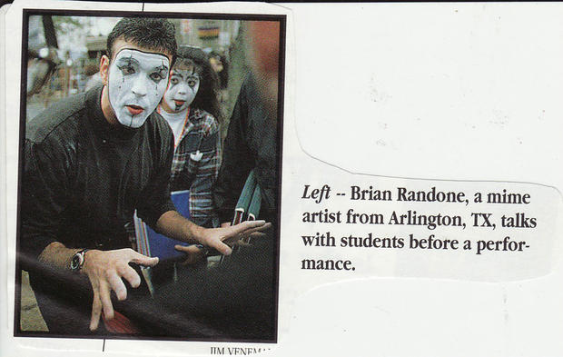 Brian Randone as a Bible mime 