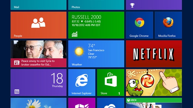 Screenshot of Microsoft Windows 8's start screen 