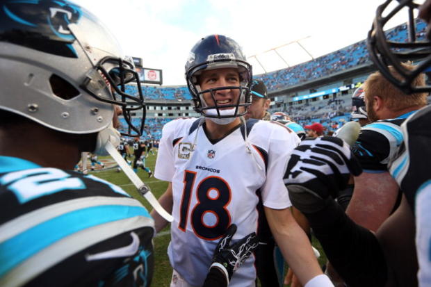 Peyton Manning Of The Denver Broncos Against The Carolina Panthers 