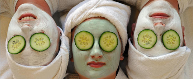 Women undergo facial beauty treatments a 