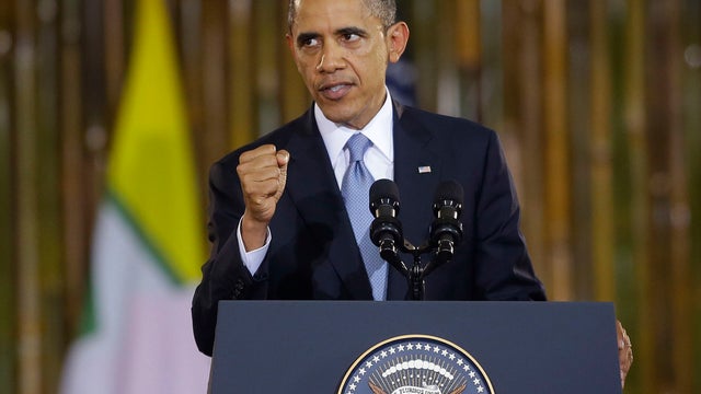  President Obama delivering speech at Yangon University in Burma Nov. 19, 2012 