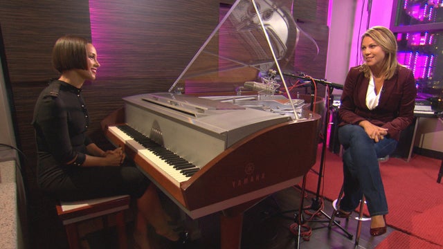 Lara Logan, left, interviews Grammy-winning singer Alicia Keys in her personal recording studio 