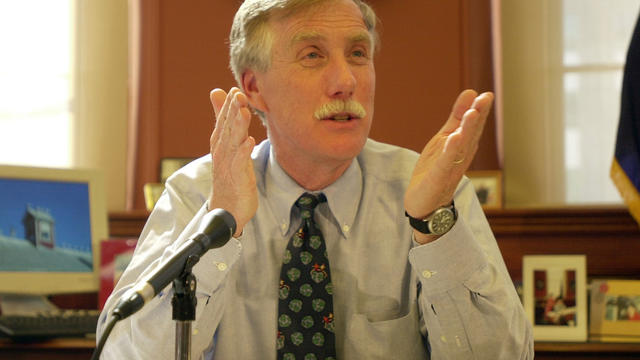 Independent Senator-elect Angus King speaks at a news conference, Wednesday, Nov. 7, 2012, in Freeport, Maine. 