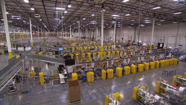 An assembly line at Amazon's biggest shipping center in Phoenix, Ariz. 
