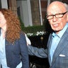 News International chief executive Rebekah Brooks and News Corp. chairman Rupert Murdoch are seen outside his central London residence July 10, 2011. 