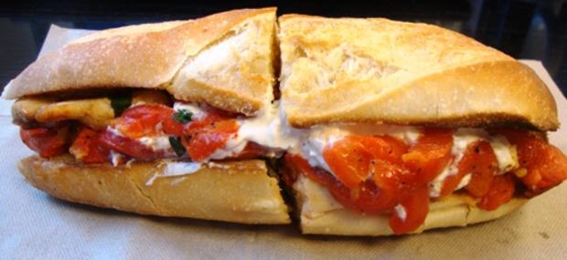 Grilled Chicken, Roasted Pepper &amp; Goat Cheese Hero From Our Heros 