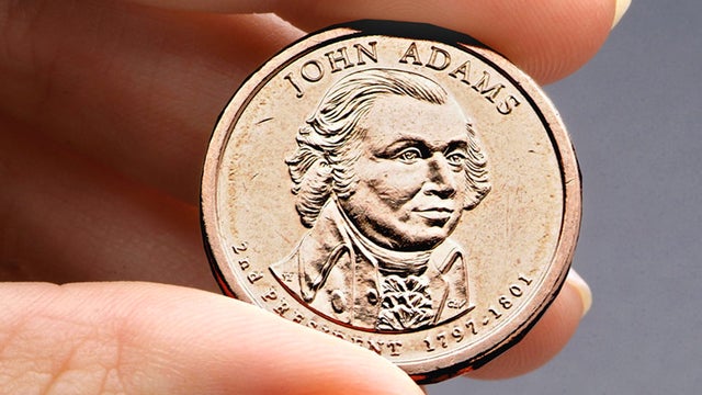 The President John Adams presidential $1 coin is seen in this undated picture provided by the U.S. Mint. 