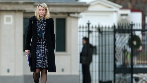 Yahoo CEO Marissa Mayer arrives at the White House on Nov. 28, 2012, in Washington. 