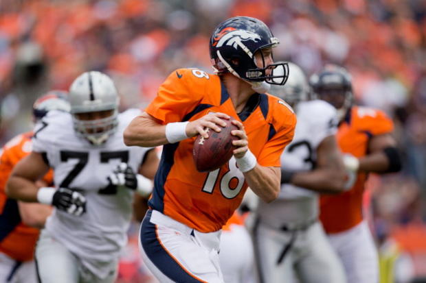 Peyton Manning #18 of the Denver Broncos 