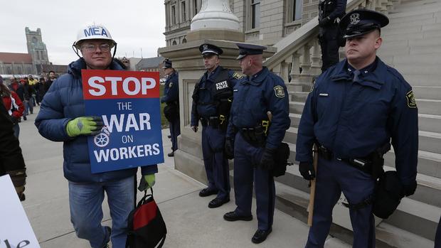 Right-to-work protest in Mich. 
