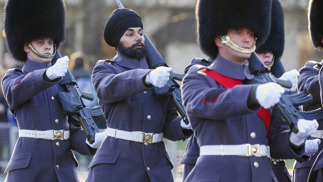 Buckingham Palace Guardsman Jatinderpal Singh Bhullar on parade and on guard  