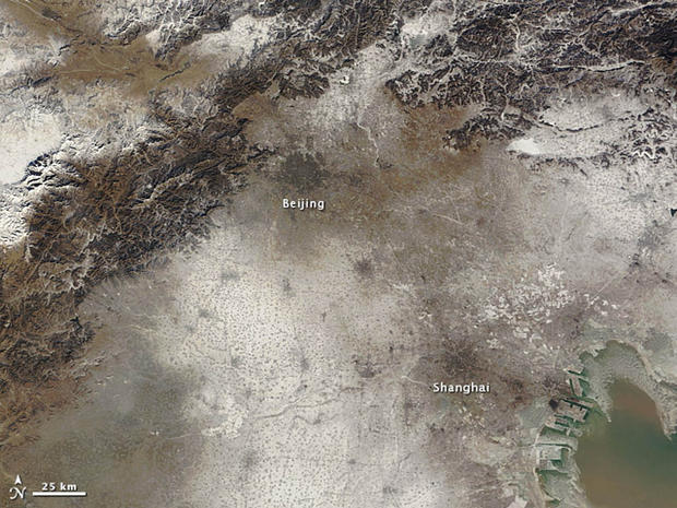 An image taken by NASA's Terra satellite of Beijing and the surrounding area on January 3. 