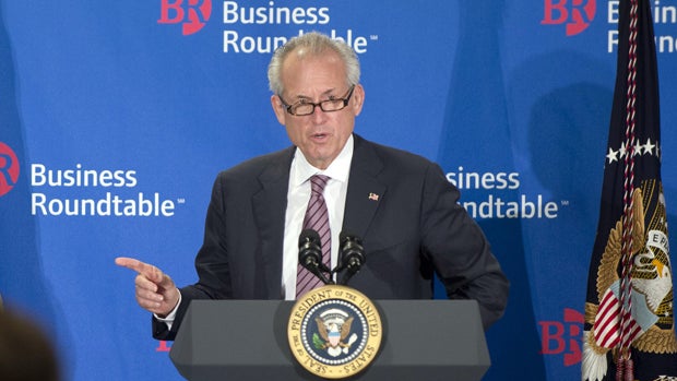 Jim McNerney, chairman of Boeing and the Business Roundtable, speaks on Dec. 5, 2012, in Washington. 