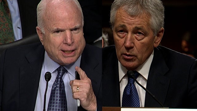 Hagel, McCain tussle over Iraq surge 