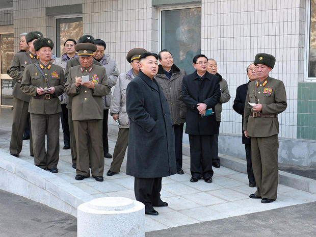 North Korean leader Kim Jong-Un (center) visits the Taesongsan General Hospital 