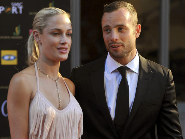 South African Olympic athlete Oscar Pistorius and his girlfriend Reeva Steenkamp are seen at an awards ceremony in Johannesburg Nov. 4, 2012. 