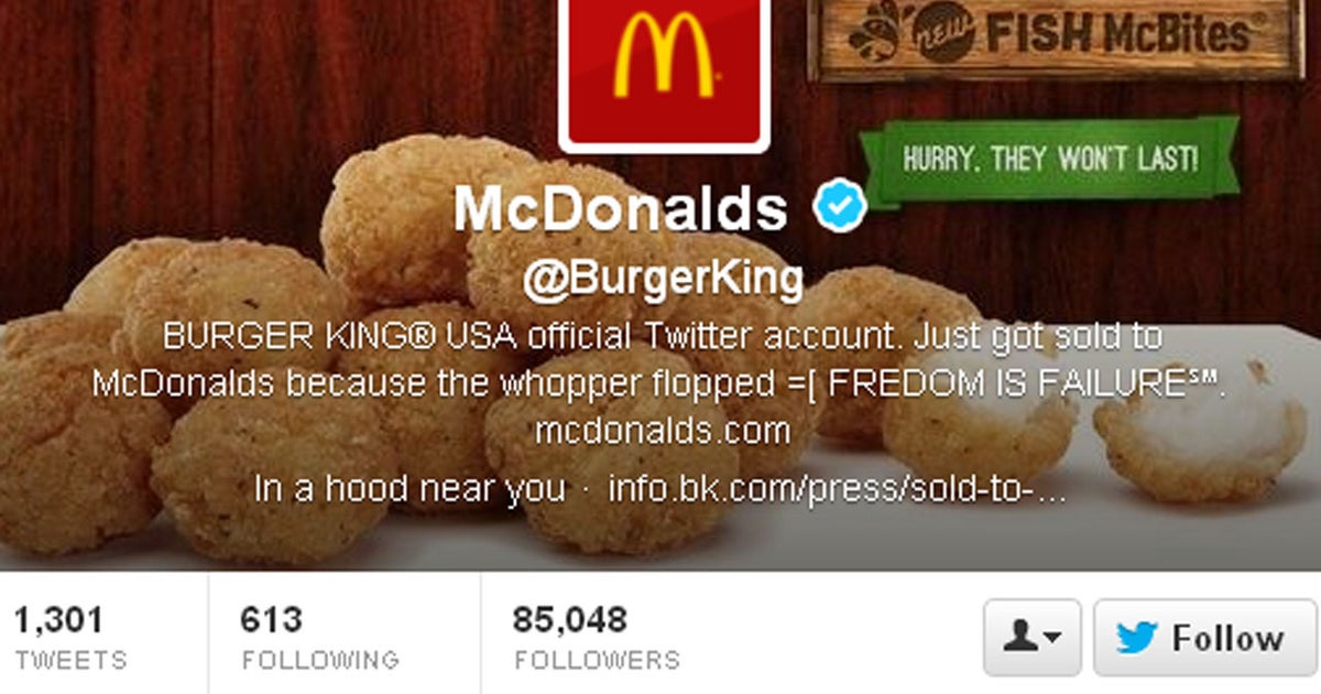 Burger King Twitter hacked, posting under "McDonalds" CBS News