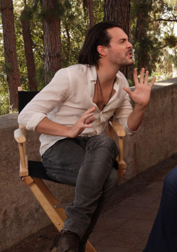 Jack Huston, part of a Hollywood dynasty including his grandfather John Huston, aunt Anjelica Huston, and uncle Danny Huston, goofs around in an interview.  