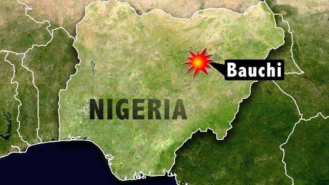 Map of Nigeria, showing the location of Bauchi 