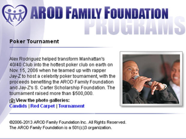 A-Rod foundation website poker tourney 