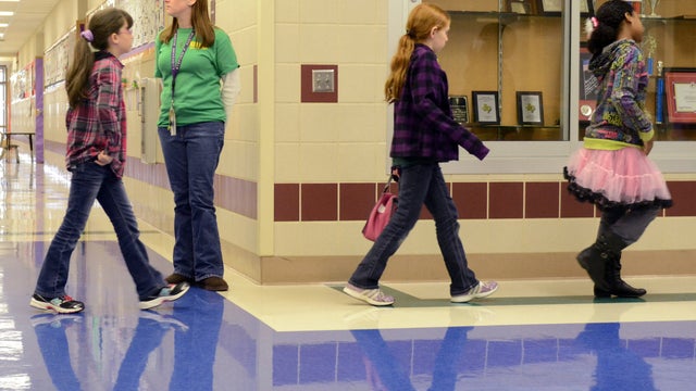 Students move through the halls of Meadows Elementary School in Fort Hood, Texas, Feb. 22, 2013, in this picture provided by the Killeen Independent School District. 