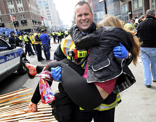 Iconic images of the terrifying Boston Marathon bombing