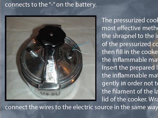 A pressure cooker bomb is shown in a how-to illustration from the al Qaeda-published online magazine "Inspire." 