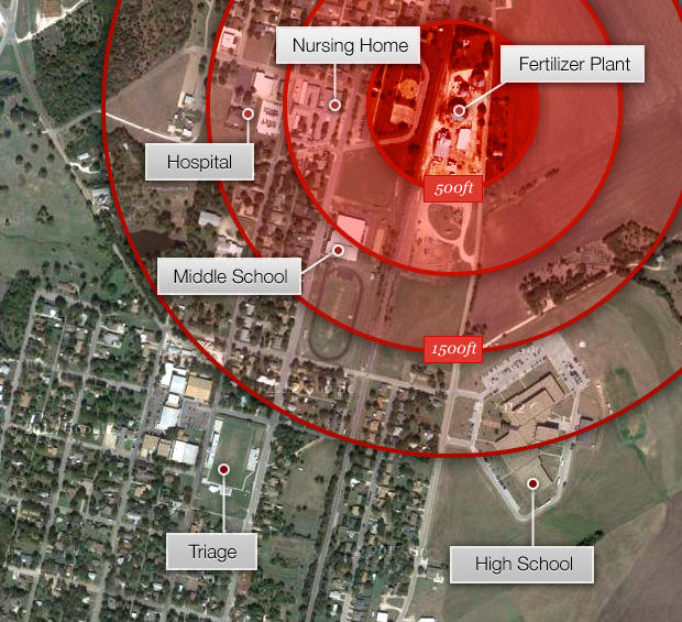 West Explosion Map 