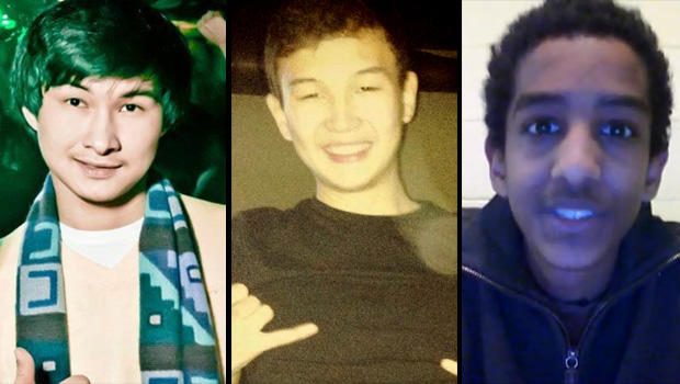From left to right: Dias Kadyrbayev, Azamat Tazhayakov and Robel Phillipos. All three are college students friends with 19-year-old Boston bombing suspect Dzhokhar Tsarnaev. Kadyrbayev and Tazhayakov were charged with conspiring to obstruct justice by con 