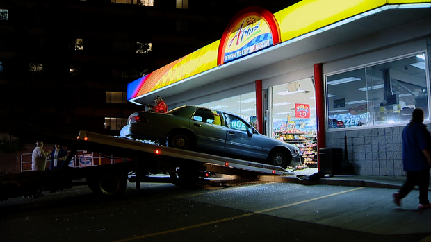 Car Slams into Gas Station 