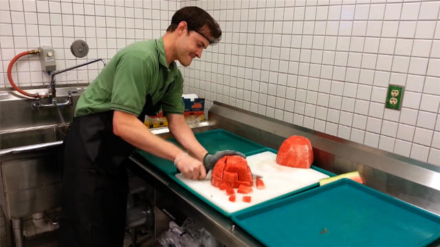 Chunking a watermelon in under 30 seconds 