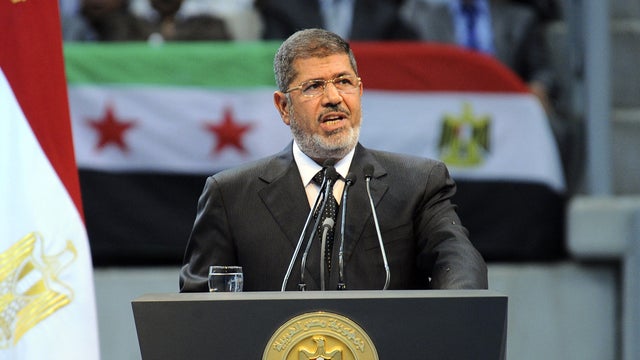 Now-deposed Egyptian president Mohammed Morsi last month, before he was overthrown by military 