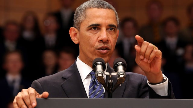 President Obama delivers a keynote address at the Waterfront Hall in Belfast 