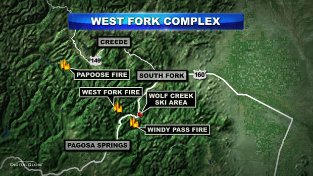 West Fork Fire Complex Map 