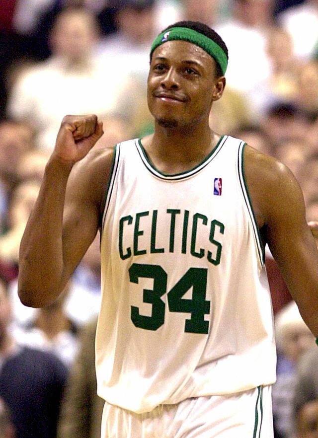 Boston Celtics 34 Paul Pierce White Jersey with 2010 Finals Jersey