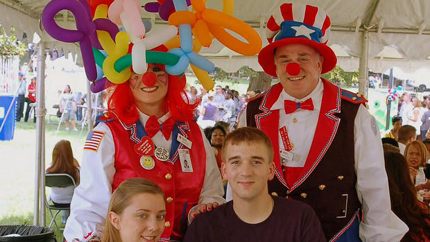 A couple of clowns bringing joy to children 