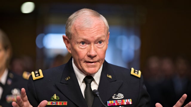 Chairman of the Joint Chiefs of Staff Gen. Martin Dempsey testifies with U.S. military leaders before the Senate Armed Services Committee on pending legislation regarding sexual assaults in the military June 4, 2013 in Washington, DC.  