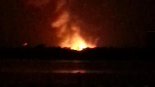 This picture tweeted by Marc Strand shows an explosion reportedly at a gas plant in Lake County, Fla. 