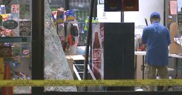 VIDEO Masked robbers crash into Md. gas station in pickup truck to