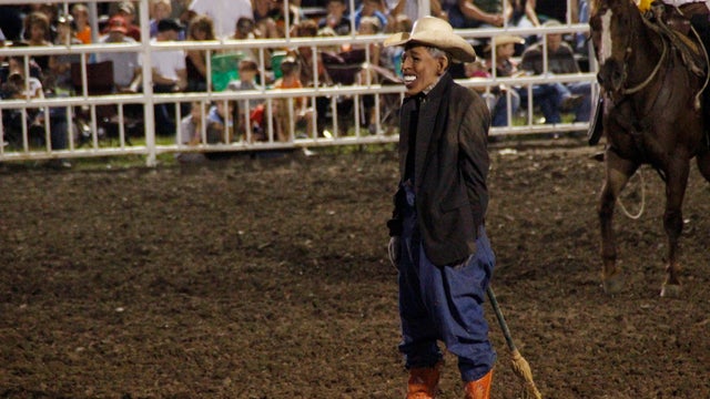 Photo provided by Jameson Hsieh shows clown wearing mask intended to look like President Obama at Missouri State Fair 