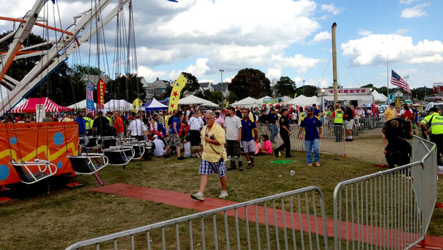 The scene at the Oyster Fest in Norwalk, Conn., where a swing lost power on Sept.8, 2013. Thirteen children were injured. 